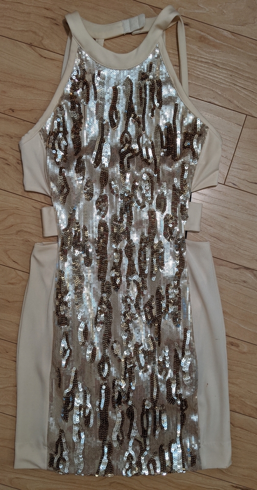 BEBE bodycon cutout prom dress